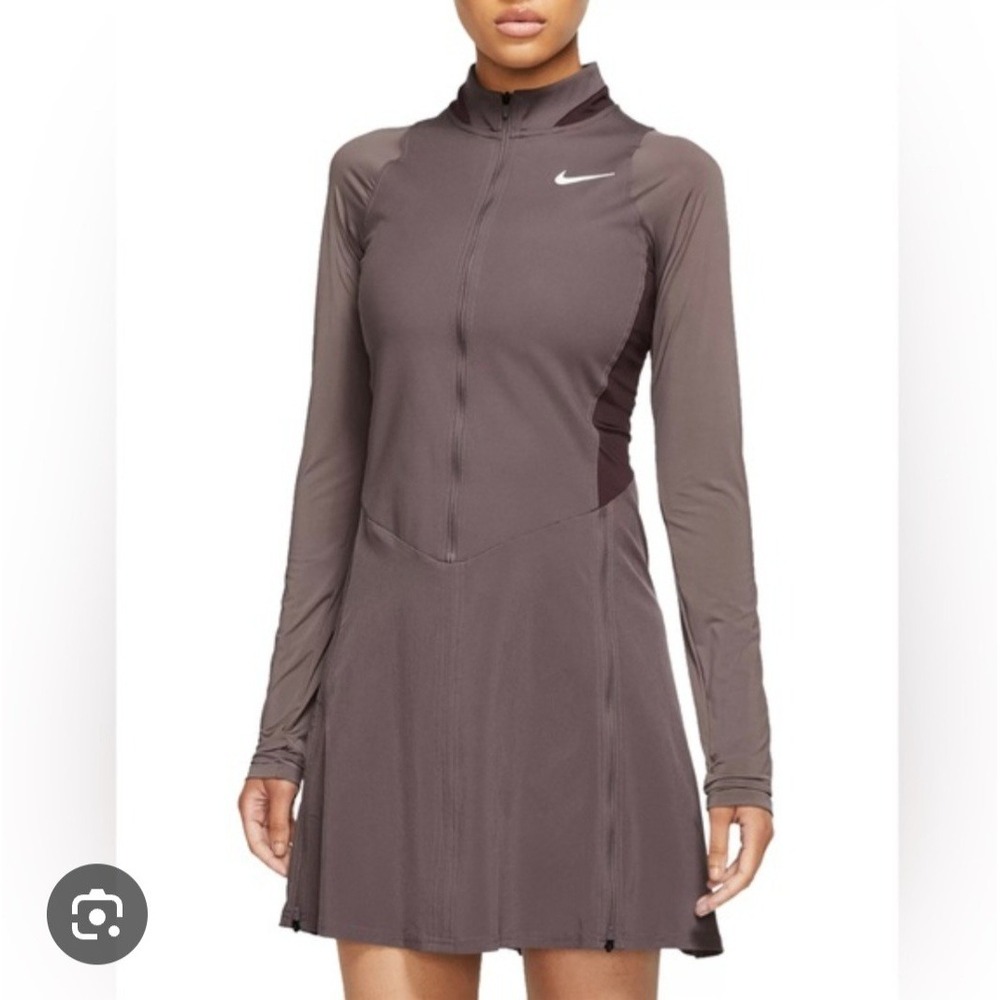 Nike Court Dri-FIT Victory Full Zip Long Sleeve Tennis Dress Plum Mauve Women M